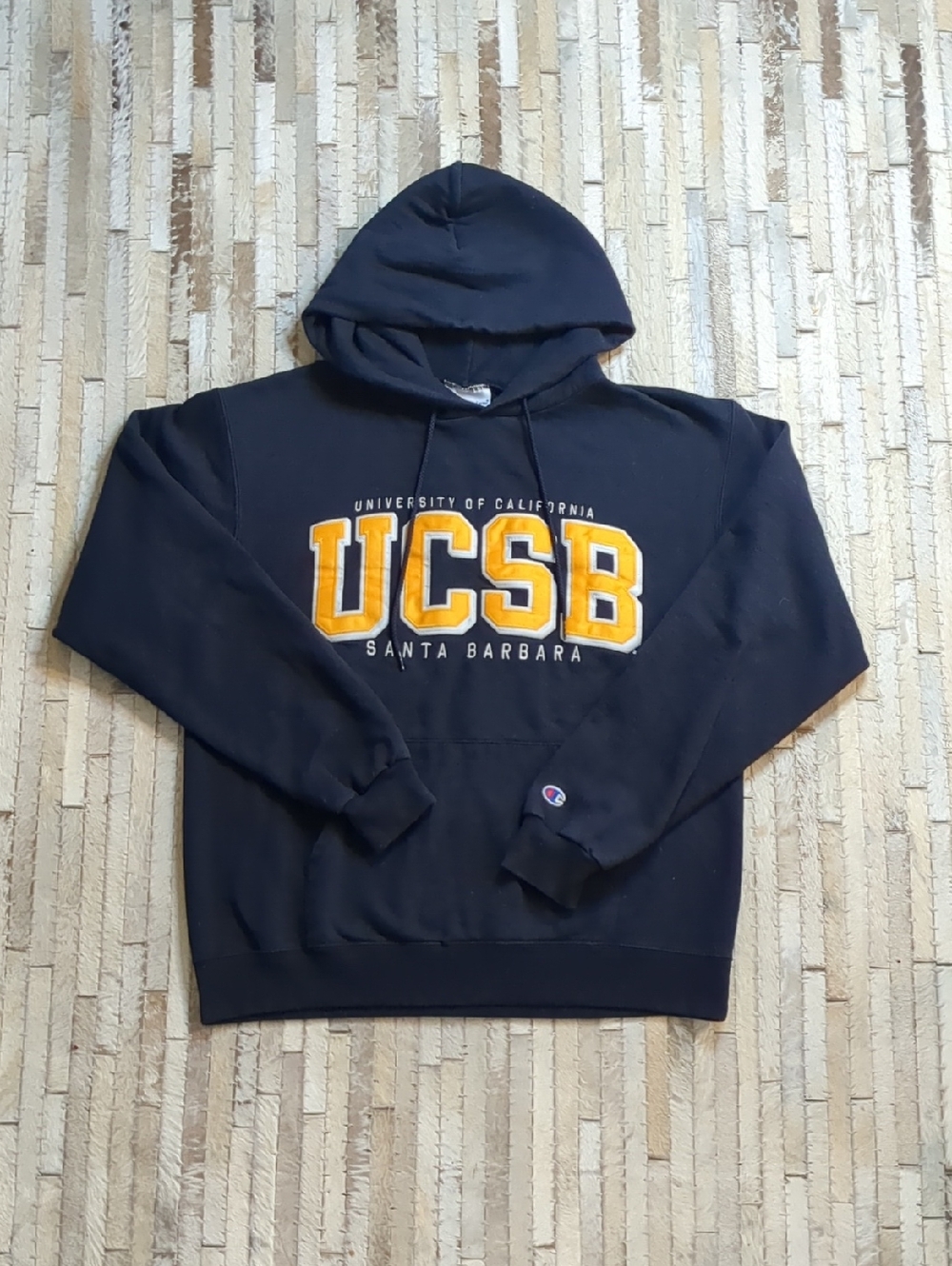 Champion Size M USCB Vintage Navy Hooded Sweatshirt